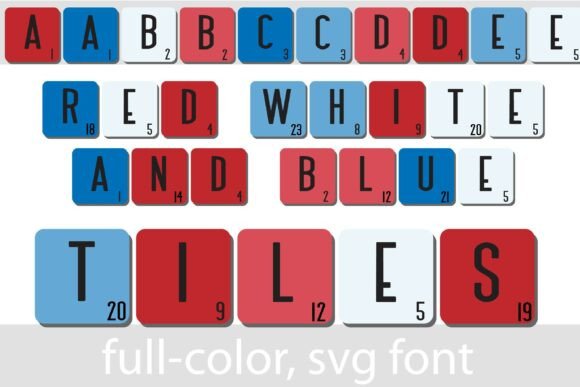 Designing with Red, White, and Blue Tiles Font